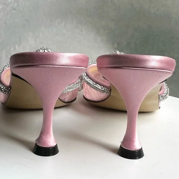 🌺MACH & MACH🌺 Double Bow Floral Lace Mules in Pink Size: 37.5 - Picture 8 of 14